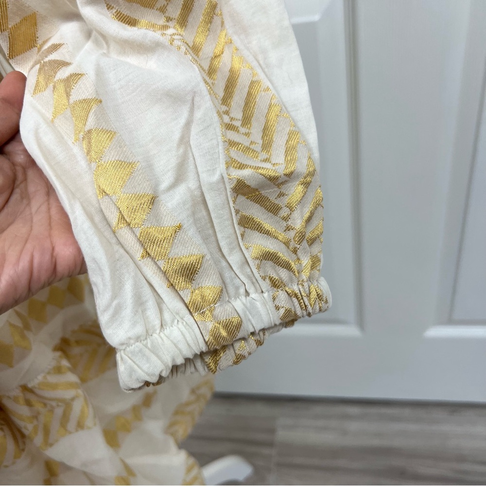 Kasia Wrap Mini Dress Gold/Ivory Size L - Picture 5 of 14